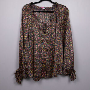 Buddy Love Mandy sheer floral long sleeve shirt-M